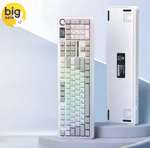 AULA 독거미 F108 pro 3모드 기계식 키보드 8000mAh 저소음 솜사탕축 화이트그레이