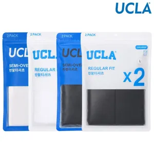 UCLA 남여공용 투팩 심플 로고 반팔 티셔츠